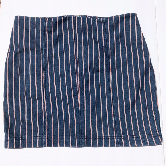 Others Follow Dark Indigo Lexi High Rise Pinstripe Stretch Denim Skirt, Medium - Picture 9 of 16
